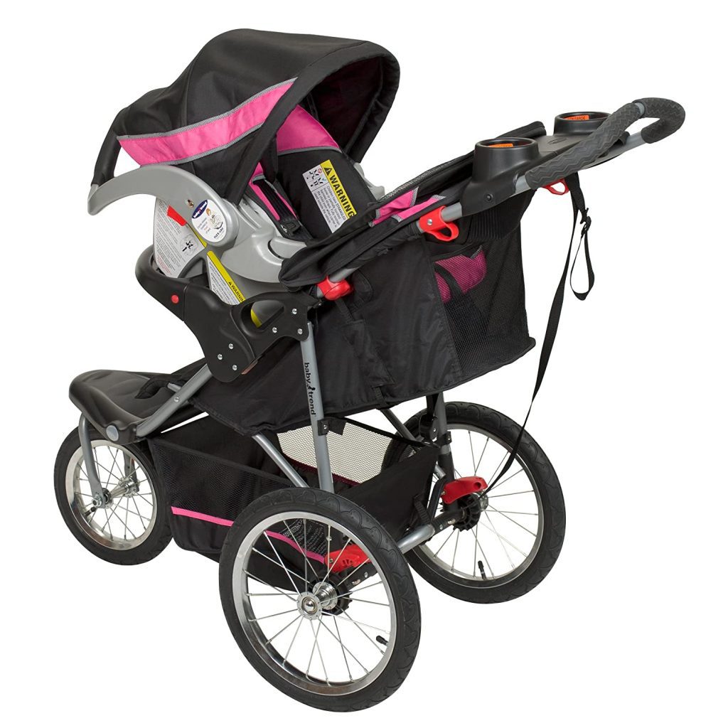 Baby Trend Terrain Expedition Stroller with 5 point harness. This stroller comes with large bicycle tires that ensures a smooth ride for your baby