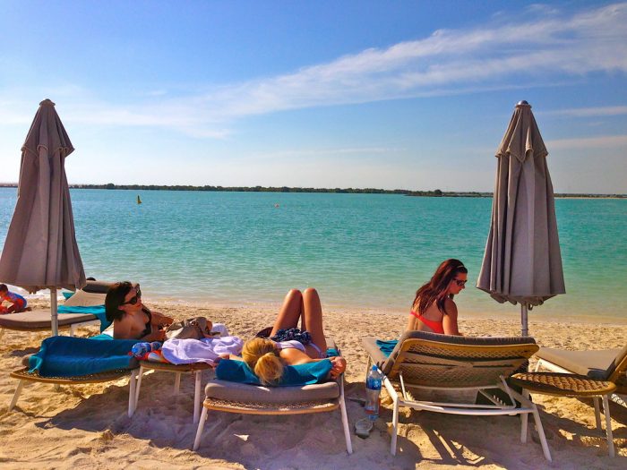Three mothers near the seashore to relax.