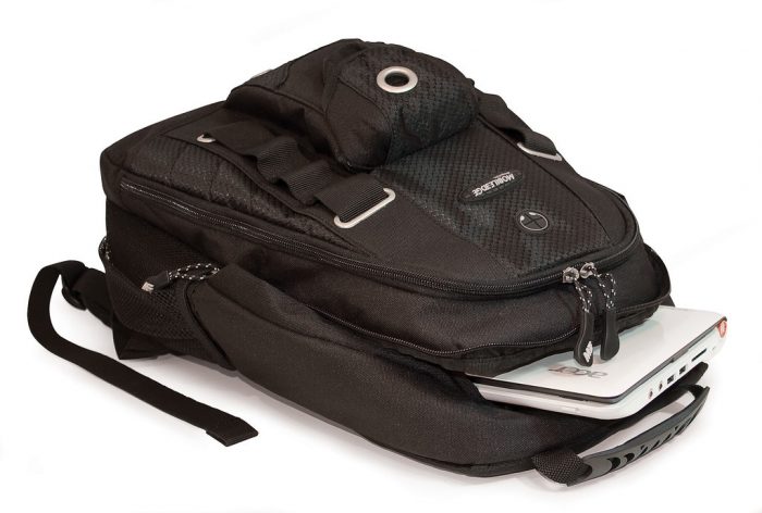 Black backpack for nursing students with laptop