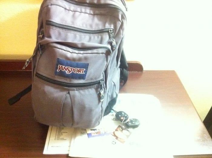 Grey Jansport backpack for students