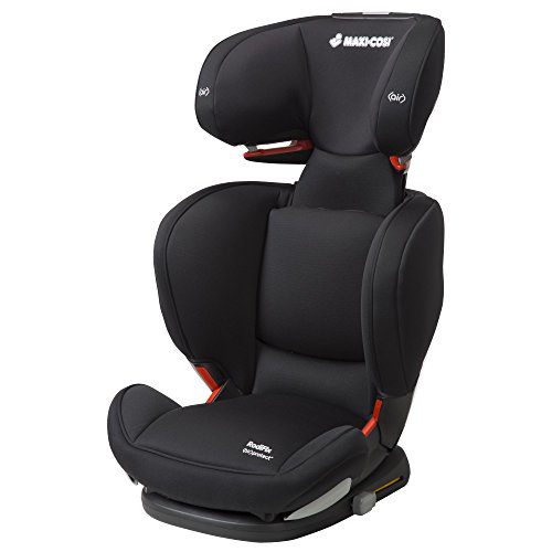 A black variant model of the maxi-cosi booster seat. It has adjustable seat headrest but doesn't have seat armrest and seat cupholder. It has sleek design. 
