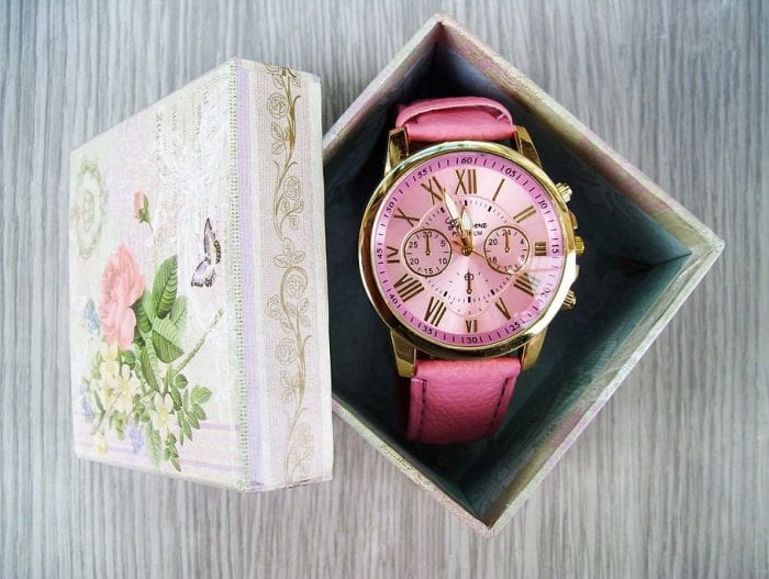 A beautiful pink women's wristwatch, women’s watch, watch watching, woman’s watch, watch for women