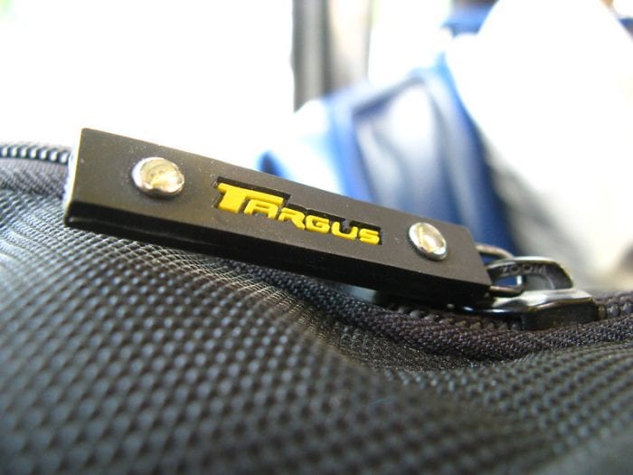 close up of the zipper of a bag