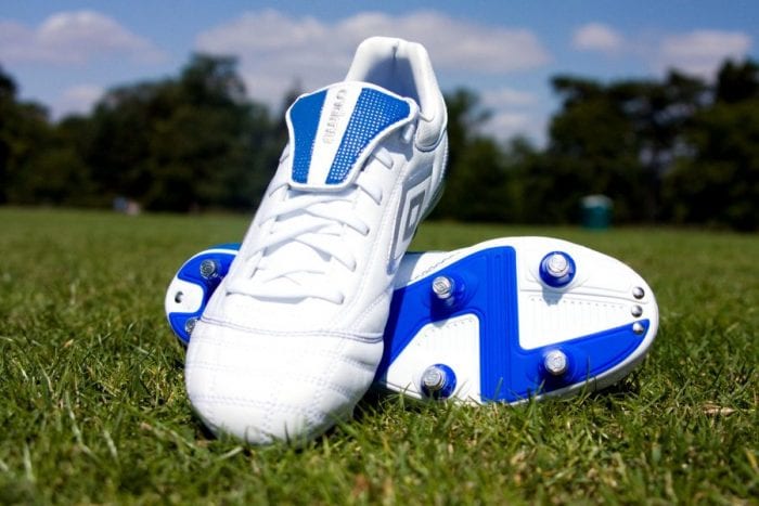 A pair of shoes typically worn while playing sports.