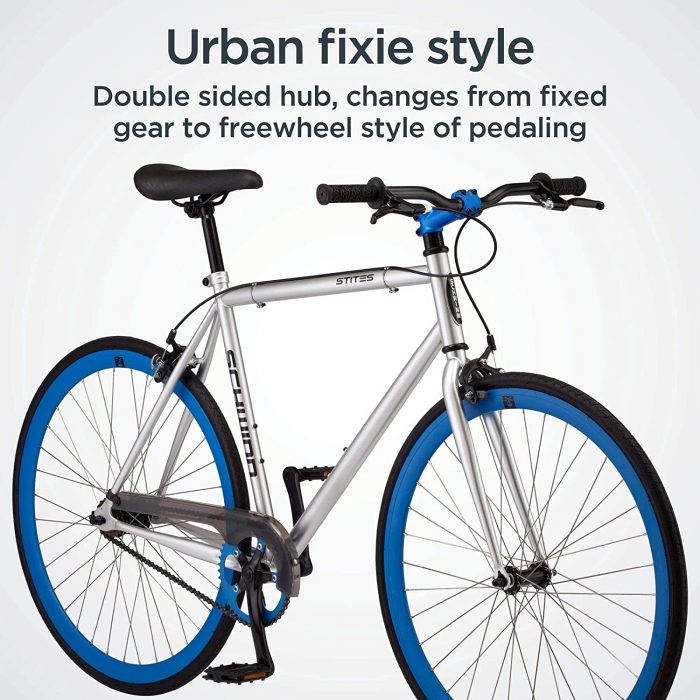 Experience the Schwinn Stites Fixie, a stylish and reliable fixed-gear bicycle. Enjoy the simplicity and efficiency of this single-speed bicycles, perfect for urban commuting and casual rides. Embrace the classic design and quality craftsmanship of the Schwinn Stites Fixie for an enjoyable cycling experience.