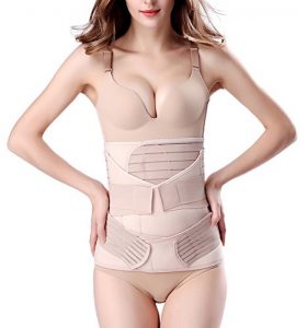 She is wearing one of the best postpartum underwear. This will help her as a new mom. You can check some reviews online for the best postpartum underwear to buy.