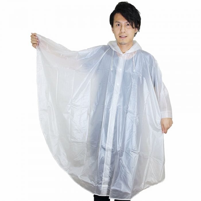 Poncho. A man wearing poncho semi-transparent but not entirely best see through. Top wet weather ponchos.