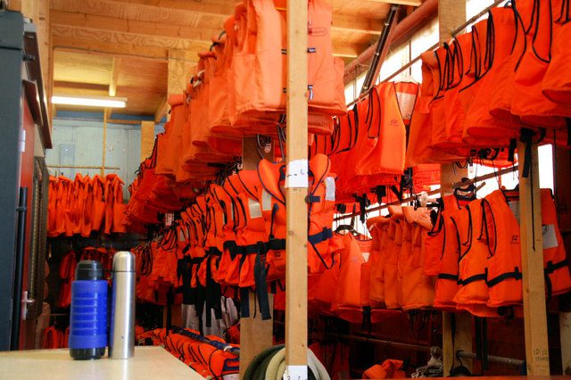 An orange life vest necessary in saving lives