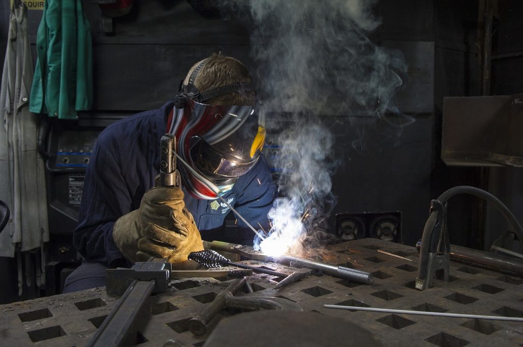 A welder doing a welding job
