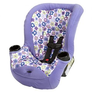 Cosco 65: A model 65 car seat by Cosco with a lilac cover and a floral pattern.