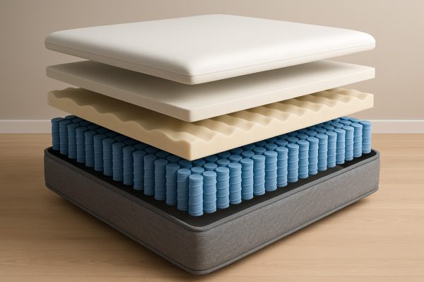 Comparing sleep feel on a matress using memory foam response, ILD firmness cues, and interchangeable comfort layers.