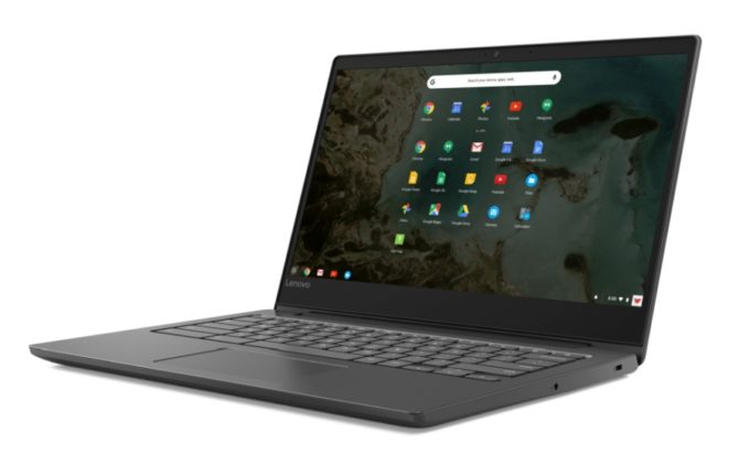A Lenovo Chromebook S330 in a black color. The Lenovo Chromebook S330 is a PC that runs on Google's Chrome operating system. It features a 14-inch HD anti-glare display with a resolution of 1366 x 768 pixels. The Chromebook S330 is powered by a MediaTek MTK8173C Processor with 4GB of RAM and 32GB of eMMC storage. The Chromebook S330 is designed to be lightweight and portable, weighing only 3.3 pounds and measuring 0.82 inches thick. It has a battery life of up to 10 hours, making it a great choice for students or anyone who needs a computer on-the-go.