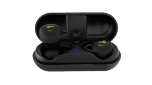 black earbuds with case where you can charge it