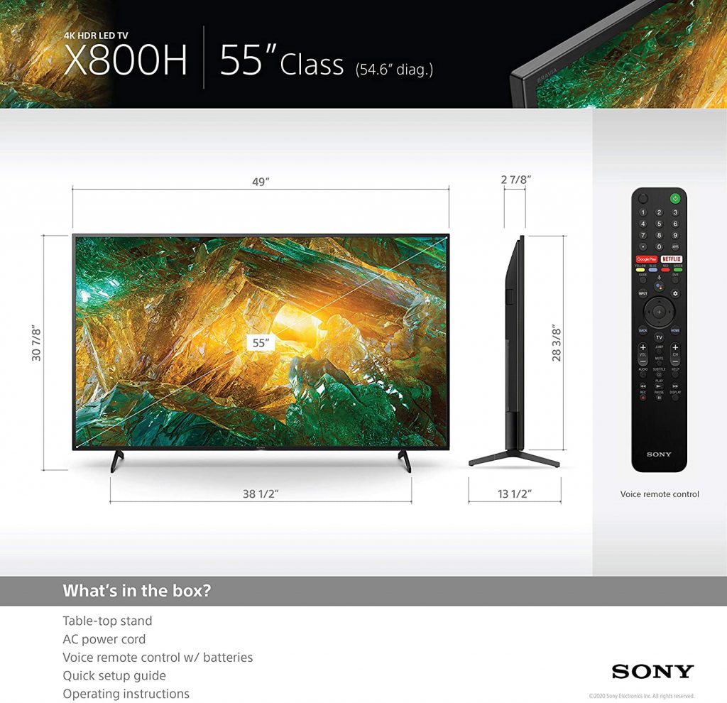 Sony X800H top 55 inch tv 