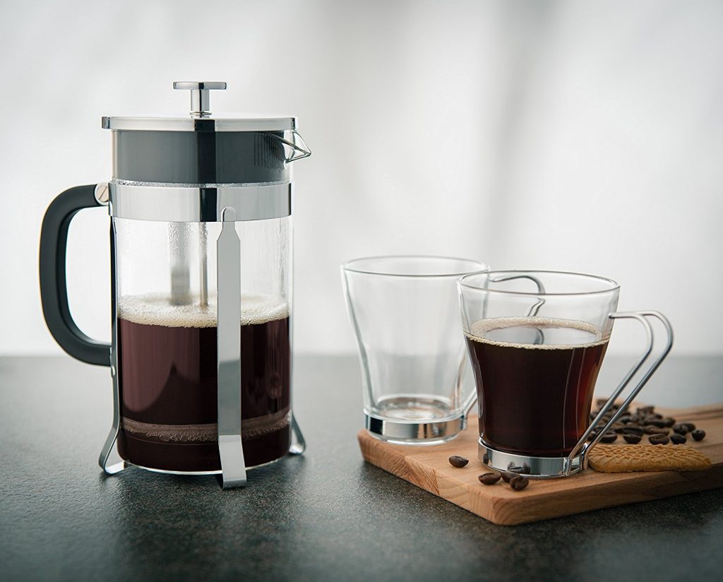 A French Press, one of the best kinds of coffee makers on the market.