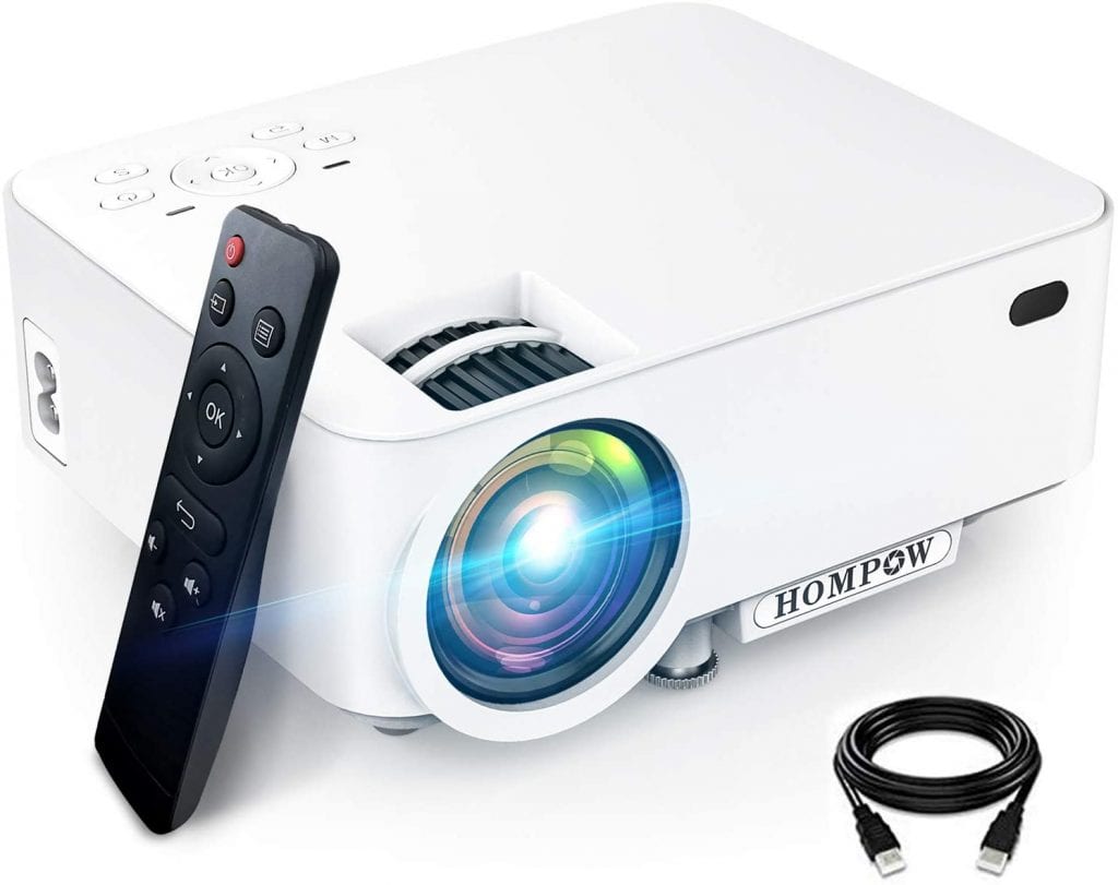 Hompow High Brightness Movie Projector, Smartphone Video Projector