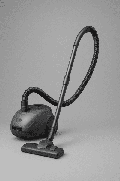 Canister, upright, and stick vacuums displayed on a seamless gray studio background, each angled to show unique features.