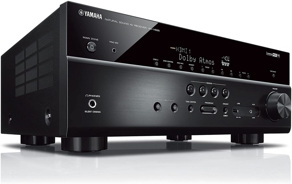 Yamaha RX-V685, ideal streaming capability, wifi enabled. It has Dolby Atmos integrated into the design