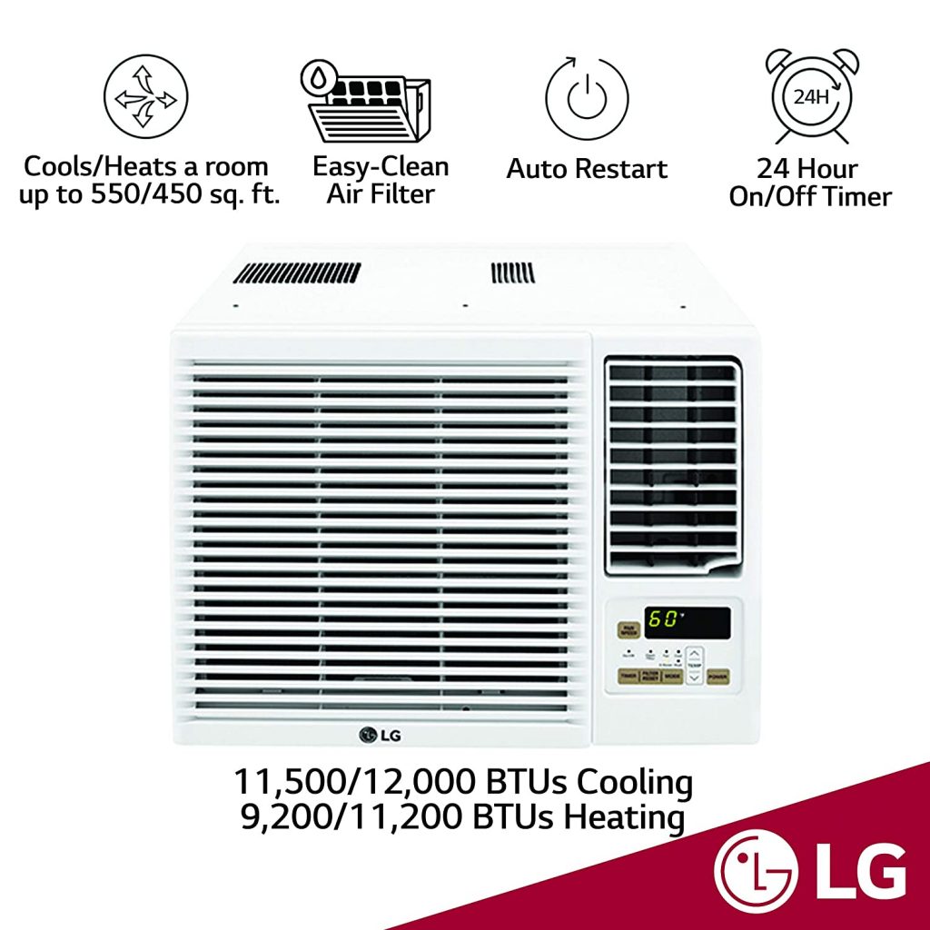 You can cool a larger room with this LG 12,000 BTU AC. It can also function as a heater. You’ll need a 230V outlet to plug this AC into.