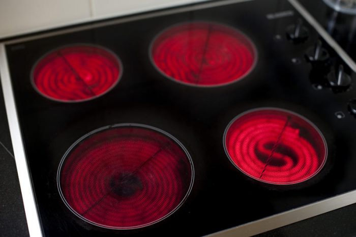 some popular electric models and a black one with heat rings in the middle 