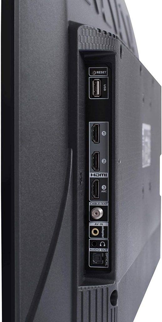 This is the back of the TV. It has different ports that makes it best and compatible for home use. It is flat.