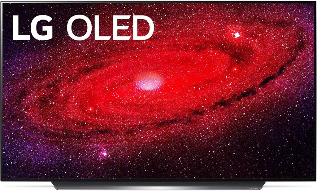 LG OLED. OLED TV with clear galaxy wallpaper