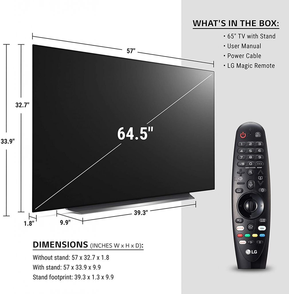 Best LG65BXPUA TVs dimensions