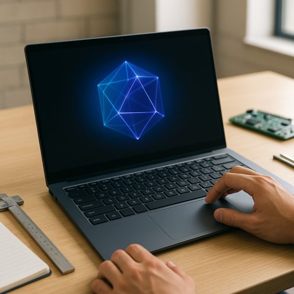 For laptop for engineering students , a minimalist lab scene centers a laptop chosen for CAD, MATLAB, and NVMe SSD performance.