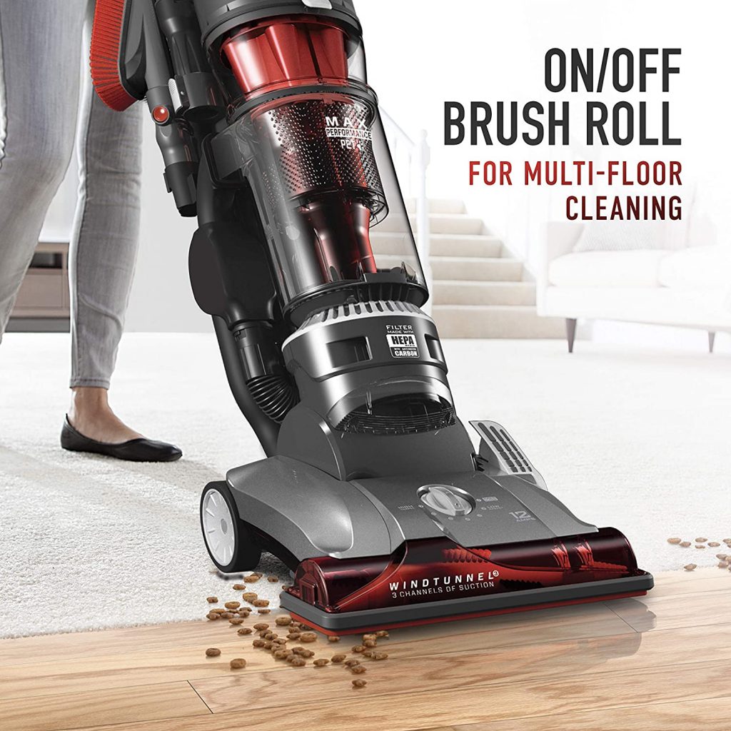 Upright vacuum with large capacity dust cup.