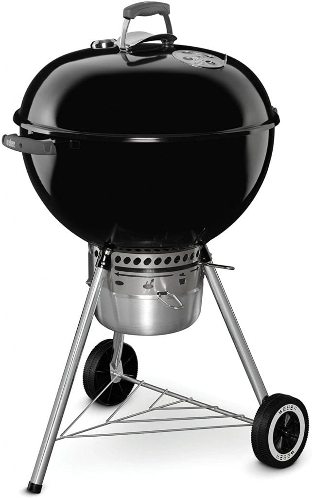 Charcoal's grill. This Weber charcoal grill weighs just over 32 lbs. This charcoal grill has three color choices and is made of porcelain. The charcoal grills are large enough for grilling 13 burgers at the same time. Charcoals grills