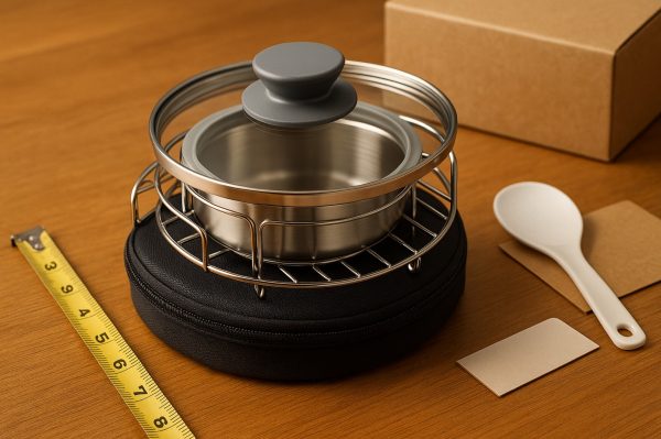 Instapot accessories including silicone sealing ring, tempered glass lid, and steam rack displayed on a tabletop.