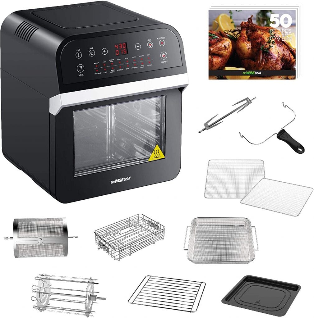 A multifunction air fryer toaster oven has the best functions because of the complete sets. You can cook chicken and other dishes. 