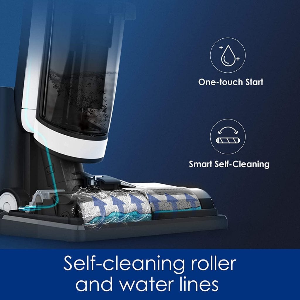 Best cleaning device that has self-cleaning roller and water lines with one-touch start and smart self-cleaning features