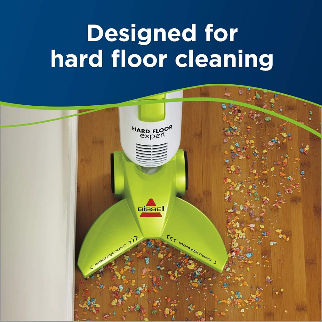A color green vacuum that is designed for hard floor cleaning with the assurance statement sign "expert"