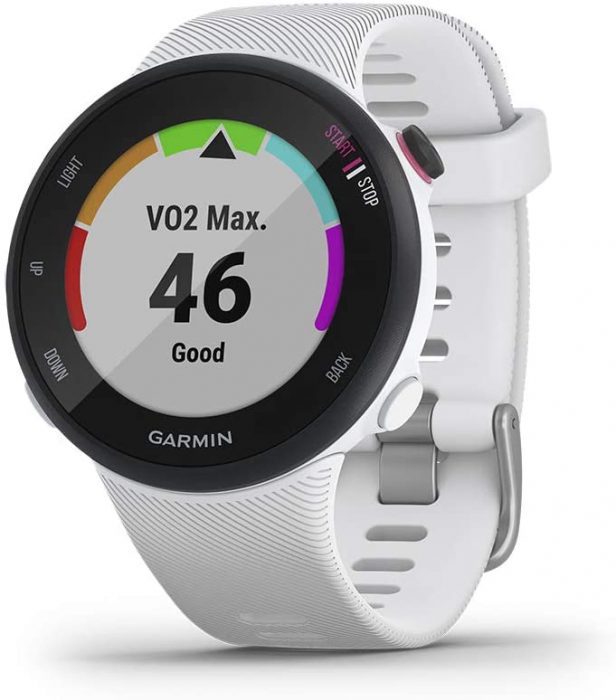 Garmin Forerunner 45S, 39mm Easy-to-Use GPS Running Watch with Coach Free Training Plan Support. One of the best gps watch options to consider!