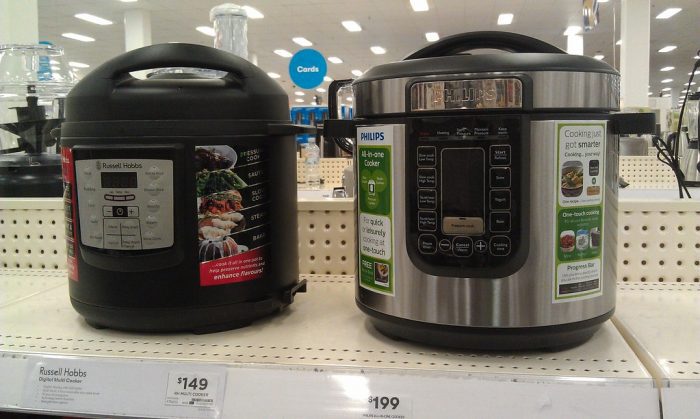 Two pressure cooker models.