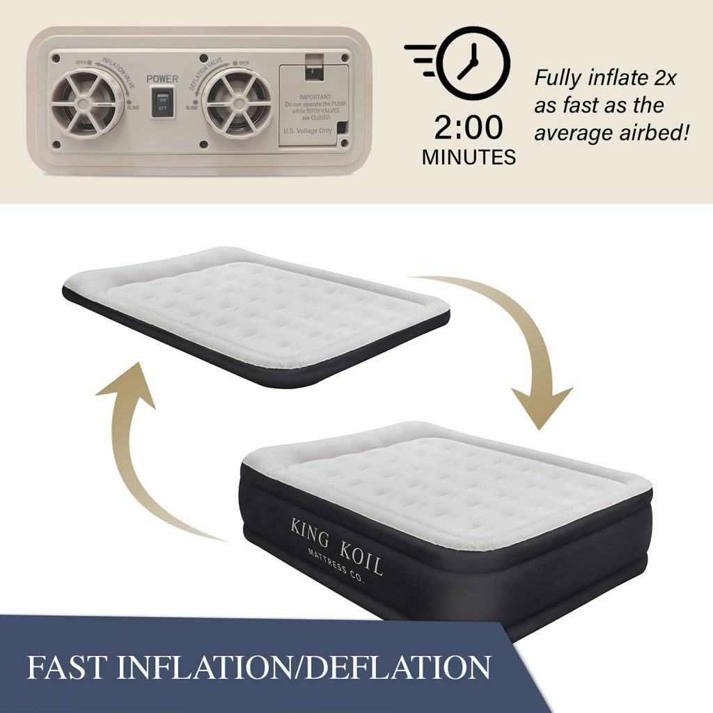 Best air mattress inflates and deflates itself with an integrated pump you can plug in and just under two feet.