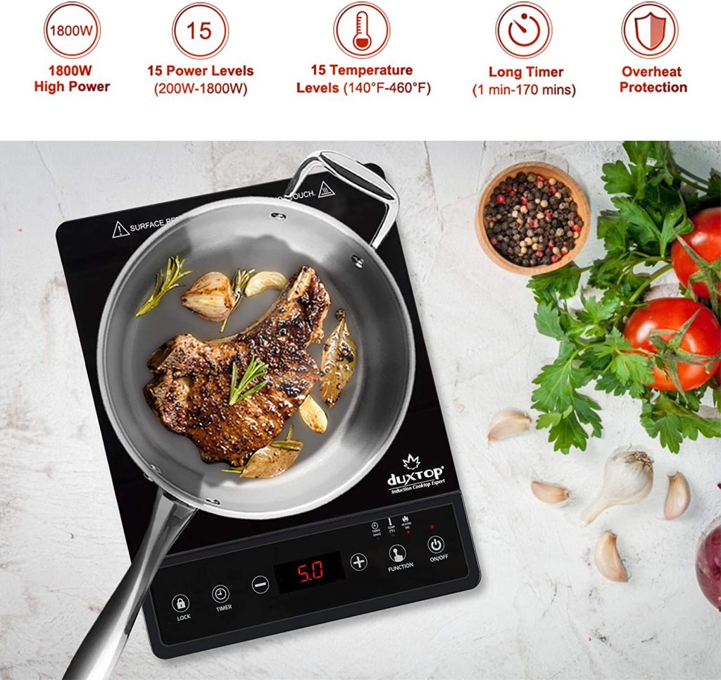 Duxtop Portable Cooktop, Countertop Burner, Burner with Timer and Sensor Touch, 1800W 8500ST E210C2