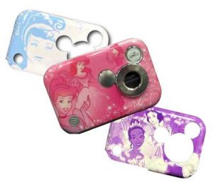 A camera with cute disney cases. 