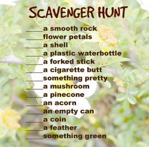 Ideas for a fun scavenger hunt. Some things you should look for during a scavenger hunt.