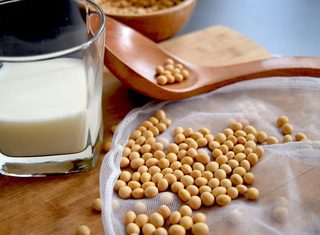 Healthy ingredients are placed on the table of the kitchen.