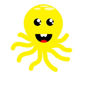 A cartoon of a yellow octopus representing jokes.