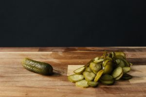 Making tasty and a crispy air-fried pickles.