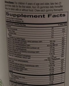 Supplement for kids facts chart