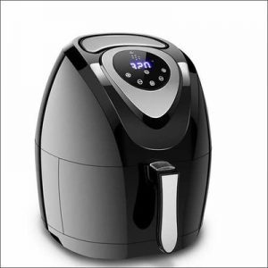 A black air fryer that has handle and best for mothers to use