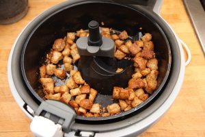 Air frying croutons for a healthier croutons at home.
