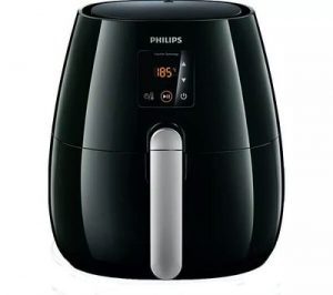 A black air fryer from Philips.