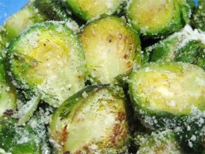 Air frying brussel sprouts.
