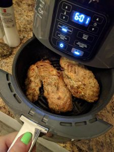 Heating your food in an air fryer for later's dinner with family.
