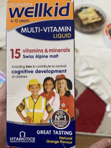 Wellkid liquid multi-vitamin is for kids 4-12 years of age. It is formulated with iron for normal cognitive development among children. It is great tasting with natural orange flavor that your children will love.